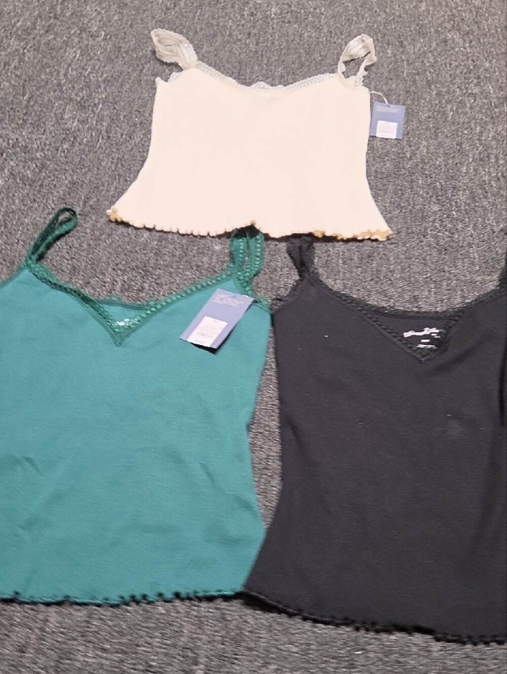 (#1C) Universal Thread Lace-Trim Tank Tops - Black, Teal, Cream - Picture 8 of 9